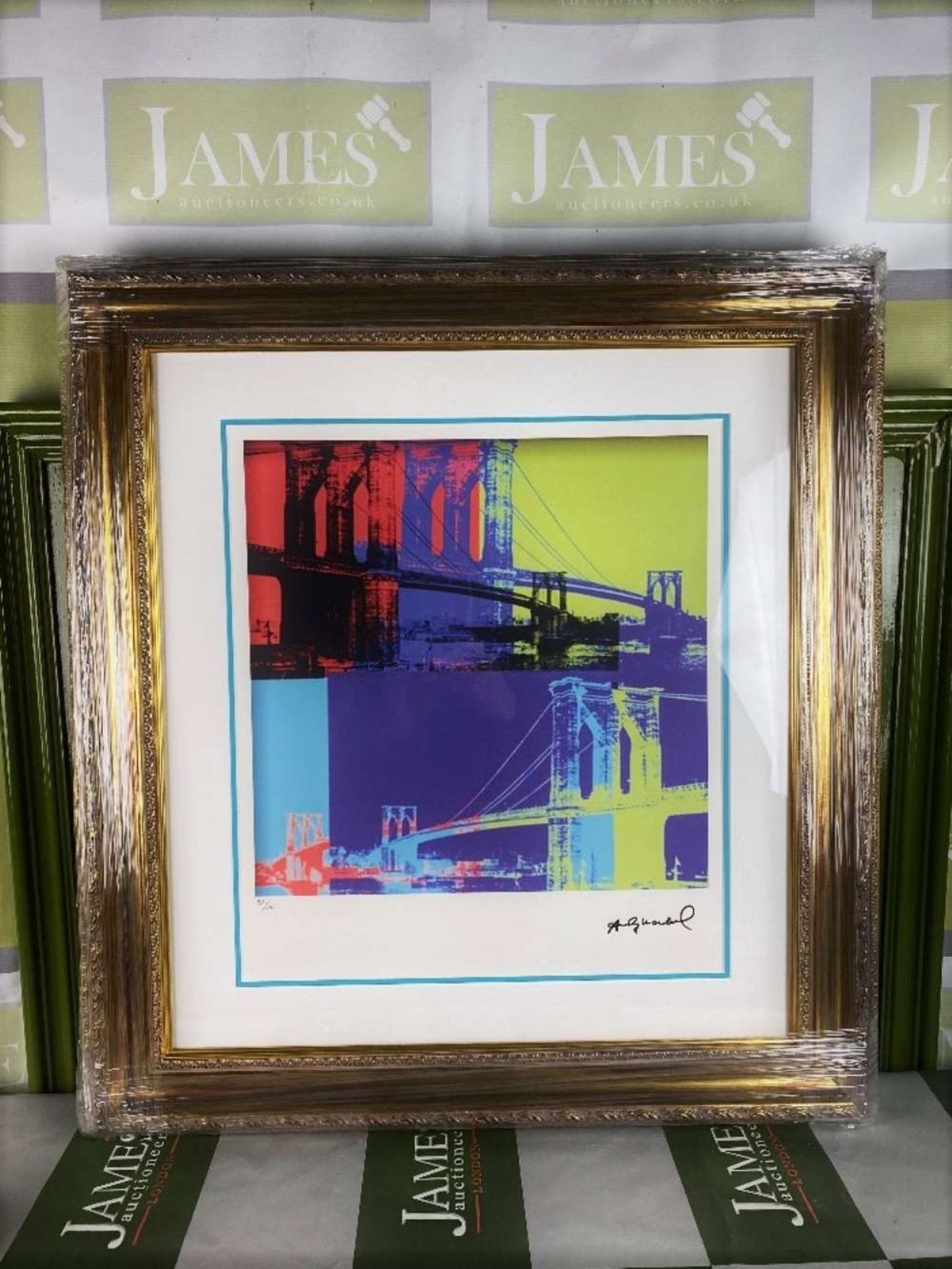 Andy Warhol (1928-1987) “Brooklyn Bridge” Numbered #91/100 Lithograph, Ornate Framed. - Image 7 of 7