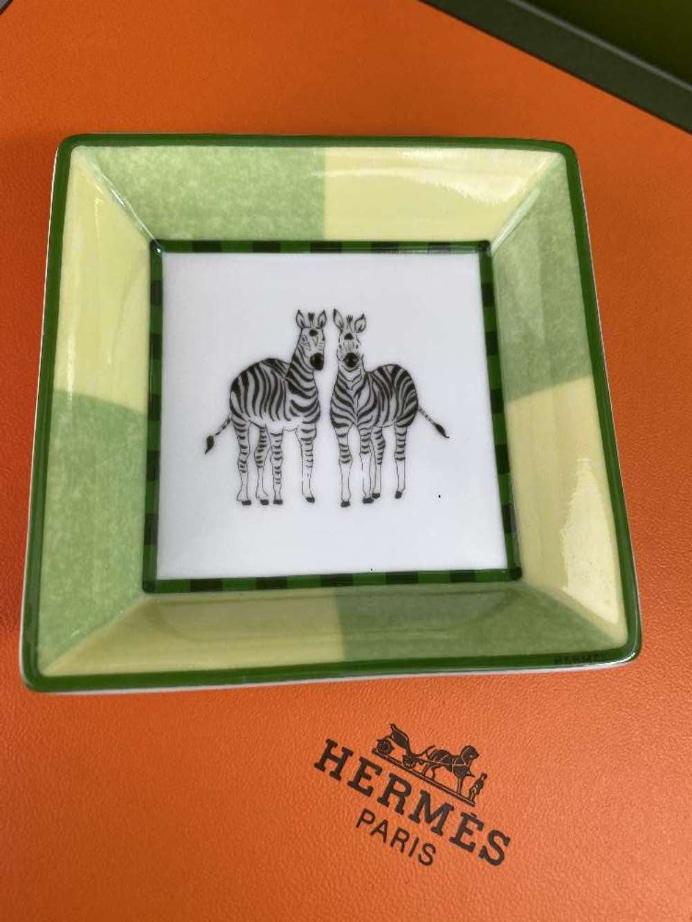 Hermes Paris Zebra Themed Porcelein Trinket Dish