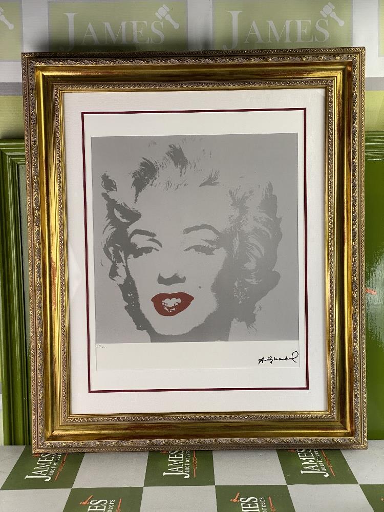 Andy Warhol (1928-1987) “Marilyn” Numbered #16/100 Lithograph, Ornate Framed.