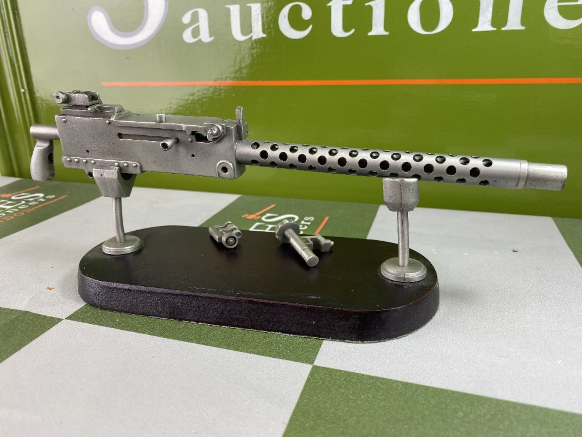 Large Vintage Pewter Display of a Machine Gun Model - Image 2 of 4