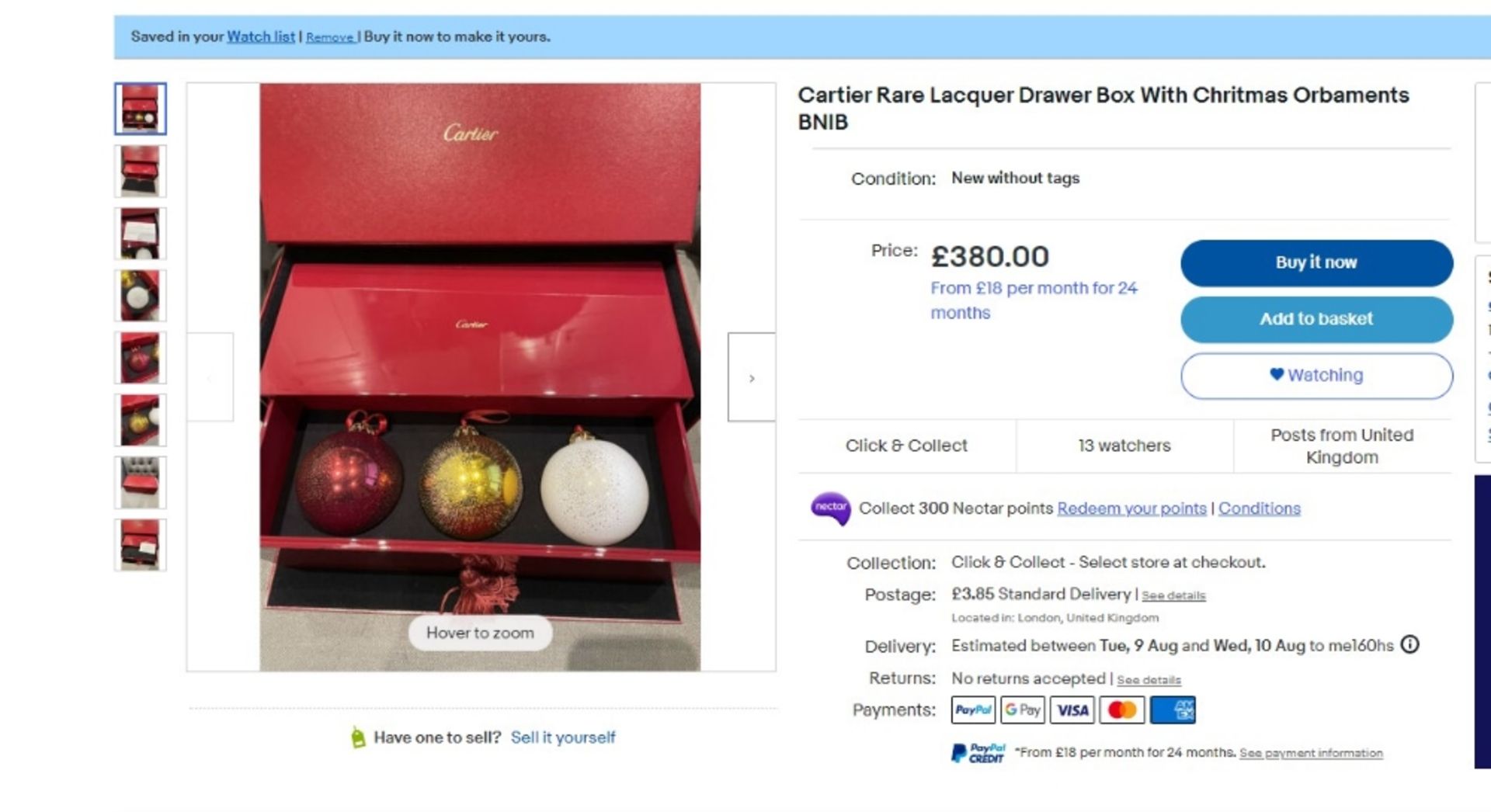 Cartier Paris Christmas Baubles In Display Wooden Case Rrp-£500 - Image 8 of 8