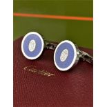 Cartier Sterling Silver Cufflinks C de Cartier Decor 2C Logo Motif Sterling Silver