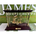 Gold-Plated Model Liverpool 1828 Ornamental Paddle Steamship with Case NEW