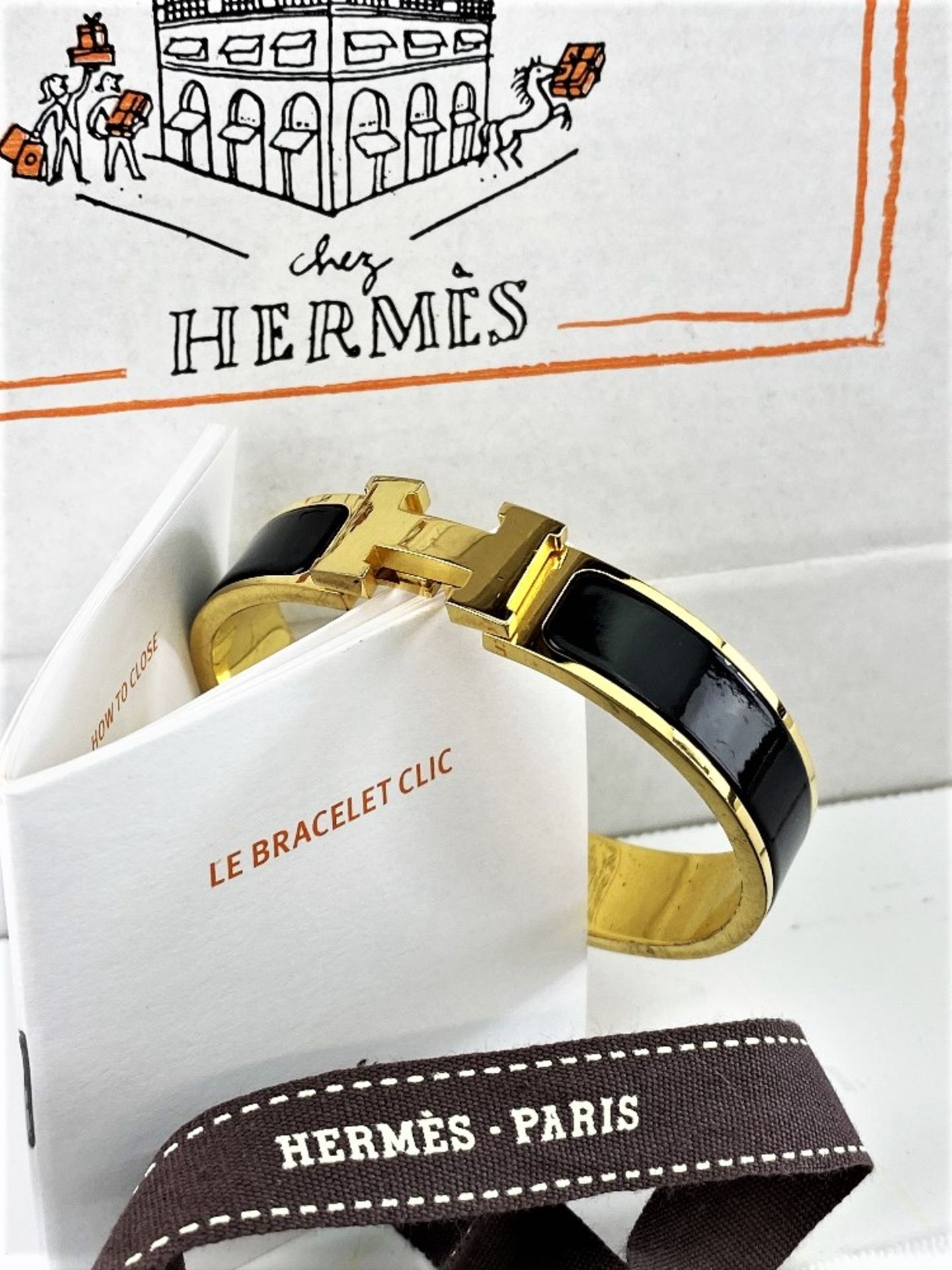 Hermes Paris-Classic Clic Clac H Bracelet Black Enamel-Gold - Image 2 of 5