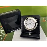 Montblanc Travel Clock Palladium Plated & Leather.