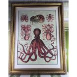 Large Vintage Print -Octopods-Professionally Framed