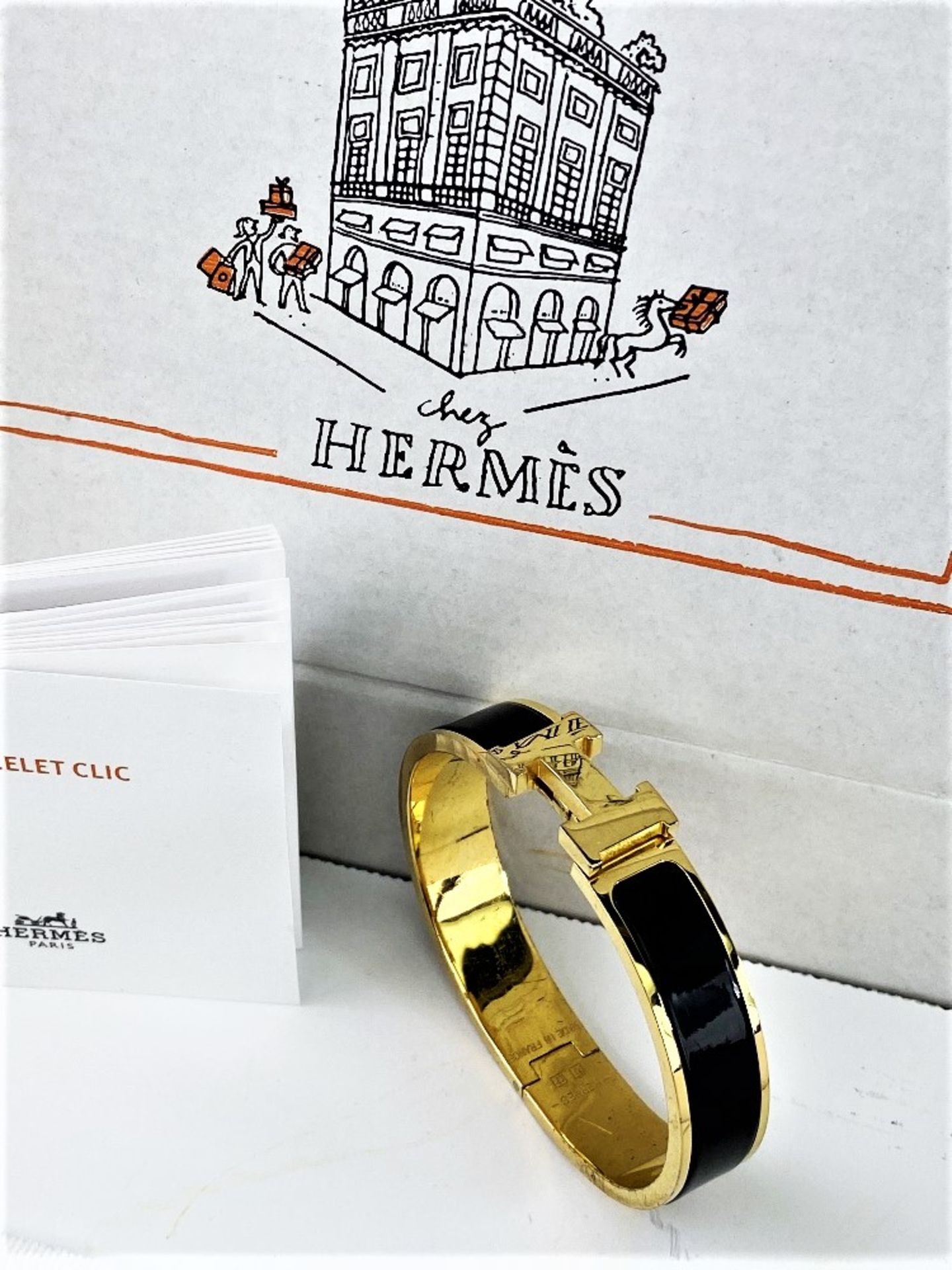 Hermes Paris-Classic Clic Clac H Bracelet Black Enamel-Gold - Image 5 of 5