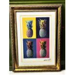 Andy Warhol-(1928-1987) "Pineapple"Castelli NY Original Numbered Lithograph #21/100, Ornate Framed.