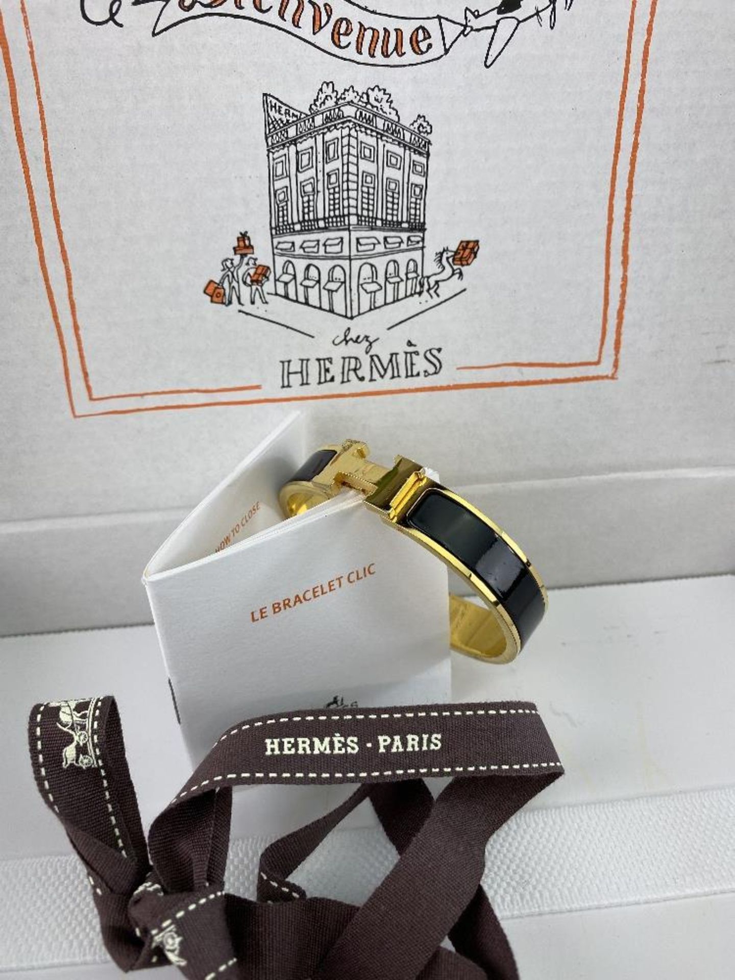 Hermes Paris-Classic Clic Clac H Bracelet Black Enamel-Gold - Image 4 of 5