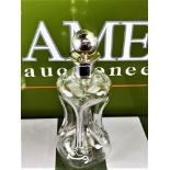 NOW SOLD DO NOT BID-1890 Mappin & Webb Large Pinch Glass Decanter With Solid Silver Stopper & Collar