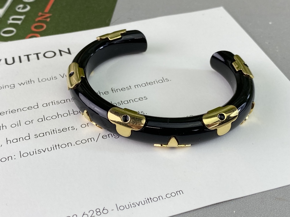 louis Vuitton Paris Onyx & Gold Cuff Bracelet-Rare Example