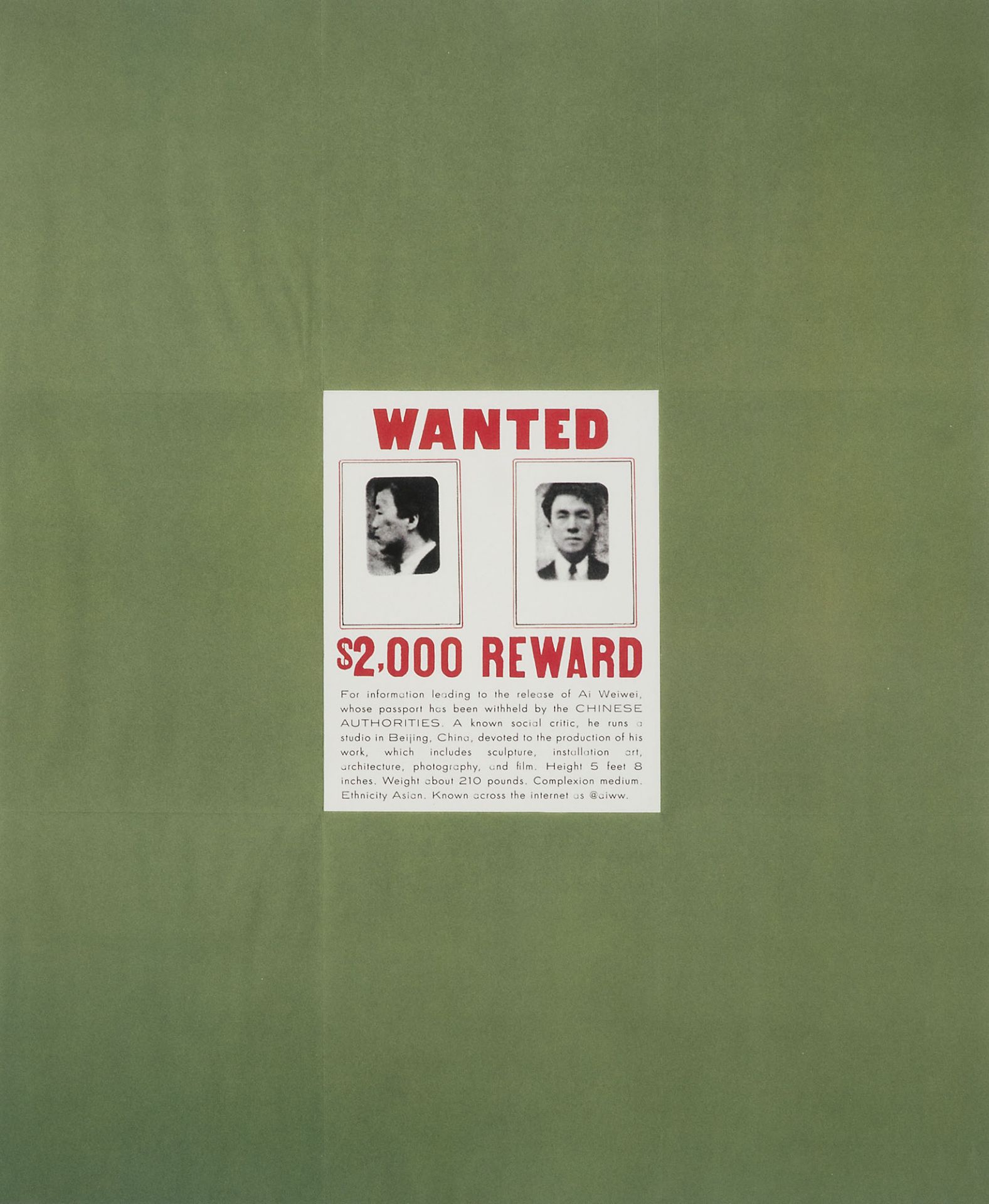 Ai Weiwei.  (1957 Peking). Wanted