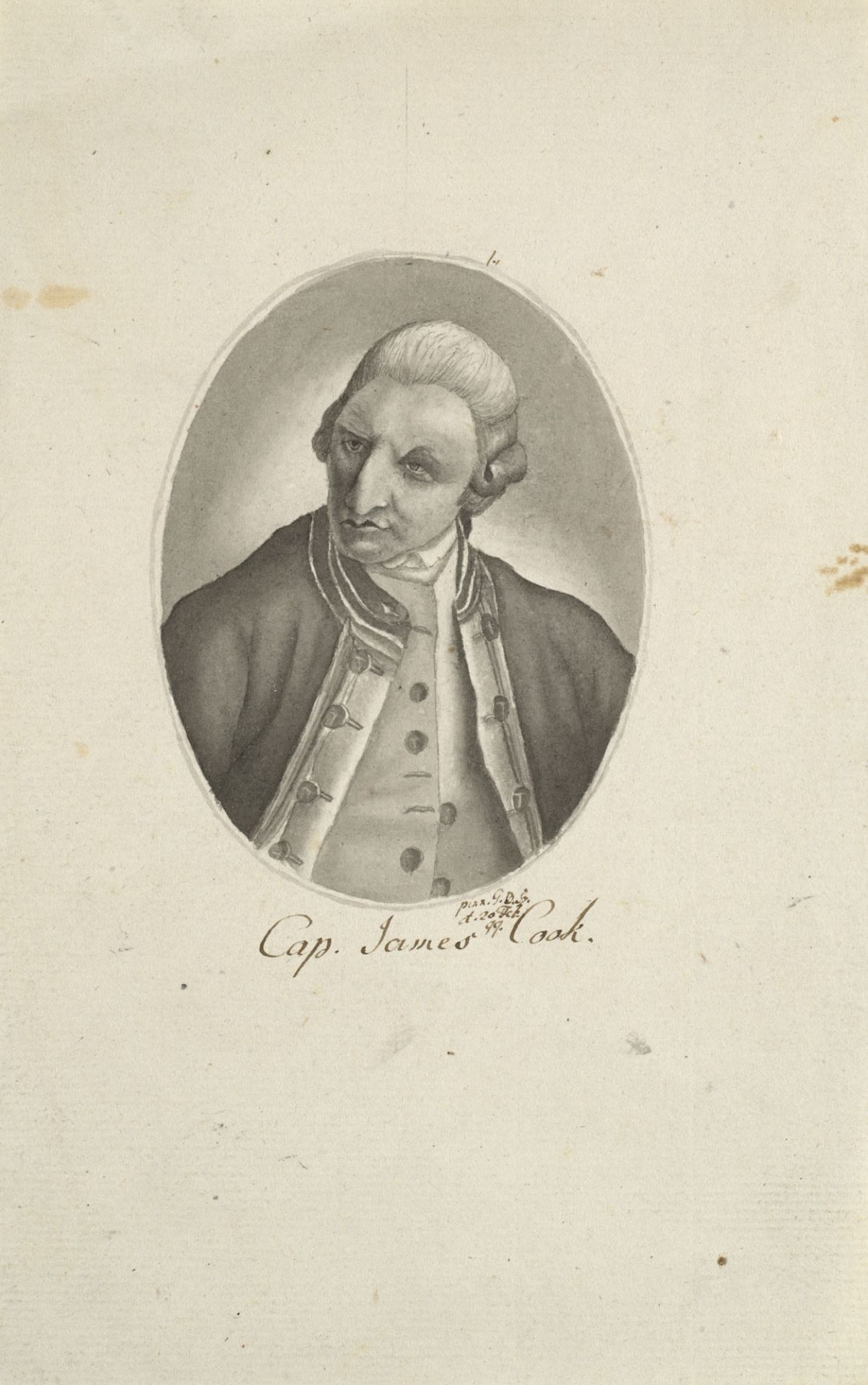 Zwei Original-Zeichnungen mit den Porträts von Captain James Cook und Joachim Heinrich Campe.