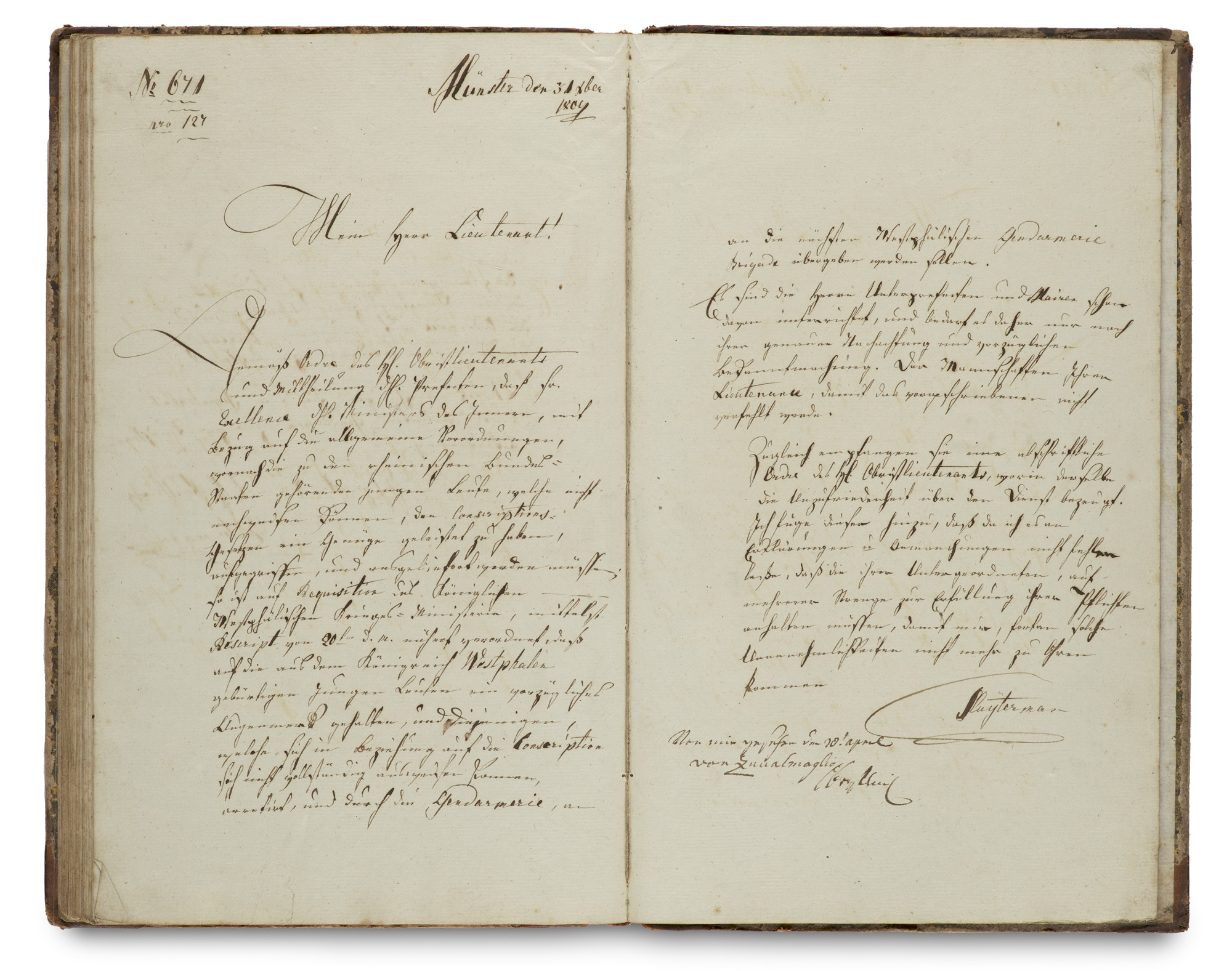 Napoleonica - - Briefe und Ordres vom Herrn Rittmeister Sluytermann im Arrondisement Münster