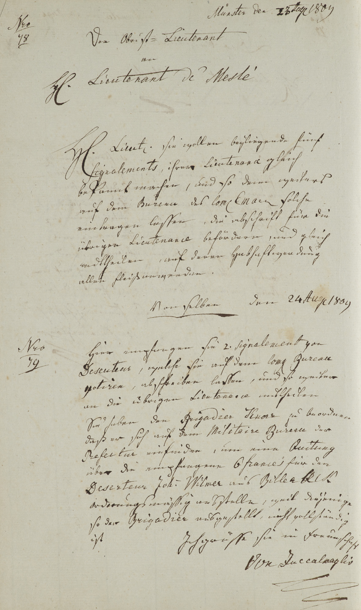 Napoleonica - - Briefe und Ordres vom Herrn Rittmeister Sluytermann im Arrondisement Münster - Image 3 of 5