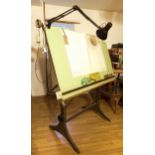 Good vintage Admel cast iron draughtsman / architects drawing stand, fitted with an anglepoise