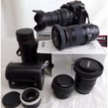 Canon EOS 70D camera, Sigma 18-200mm lens, Canon 70-300mm lens, Canon 28-105mm lens, Canon 50mm lens