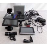 Collection of car and navigation electronics, to include 2 Go-Pro dash cams, Garmin Sat Nav and