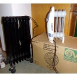Two electric oil heaters and a boxed fan (3)