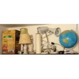 Collection of lighting to include a snake lamp with tag inscribed 'Maclamp', anglepoise lamp,