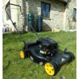 McCulloch petrol driven lawnmower, with Briggs and Stratton engine and grass collector