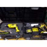 Dewalt 18v rechargeable drill, in case, with further Dewalt 240 hammer drill