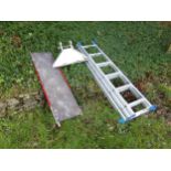 Collection of aluminium ladders and a hop up (5)