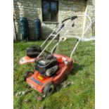 Two petrol lawnmowers by Mountfield and Allen (2)