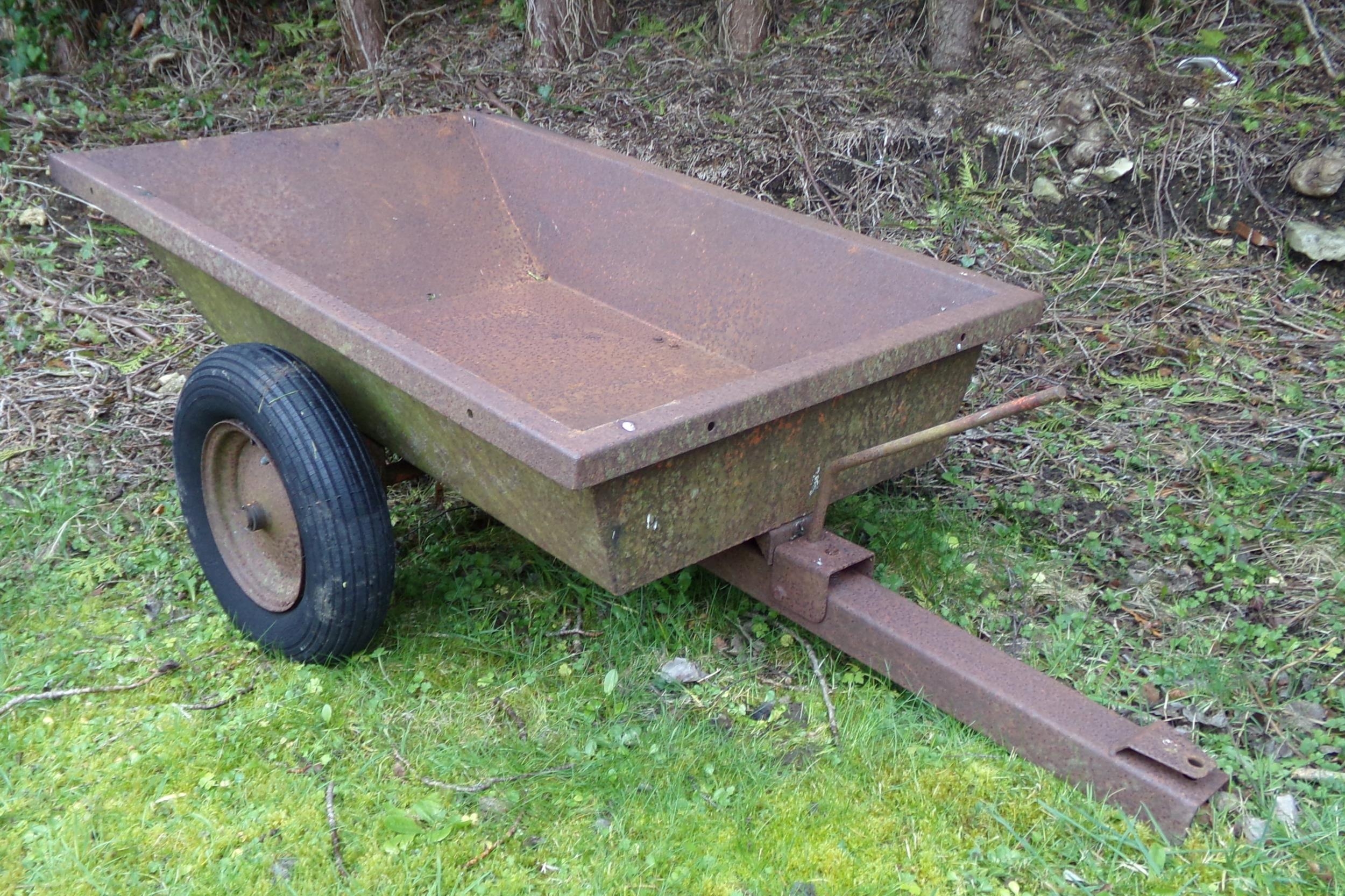 Vintage steel single axle trailer / loader, 110cm x 74cm