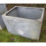 Vintage galvanised steel riveted tank / planter, 60cm high