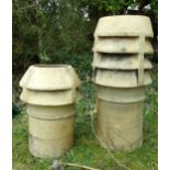 Two clay chimney pots, 70cm and 47cm high respectively (2)