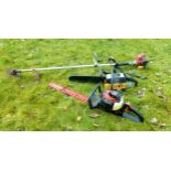 Golden Star petrol strimmer, McColloch 'Mac 338' petrol chainsaw and Ryobi RH-750 petrol hedge