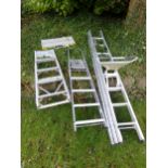 Two aluminium ladders with a stand off and working ledge (4)