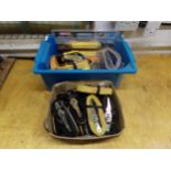Large box of ratchet straps and four tool boxes