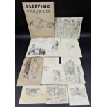 Collection of vintage hand drawn sketches with Cecil Aldin - Sleeping Partners and How An Artist