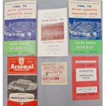 Manchester United 1957/58 FA Cup programmes v Workington away, Fulham at Highbury, Fulham at Villa