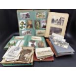 Large collection of postcard albums containing mixed subjects to include topographical, romantic,