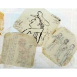 Rare set of three hand drawn sketches involving Edward VIII