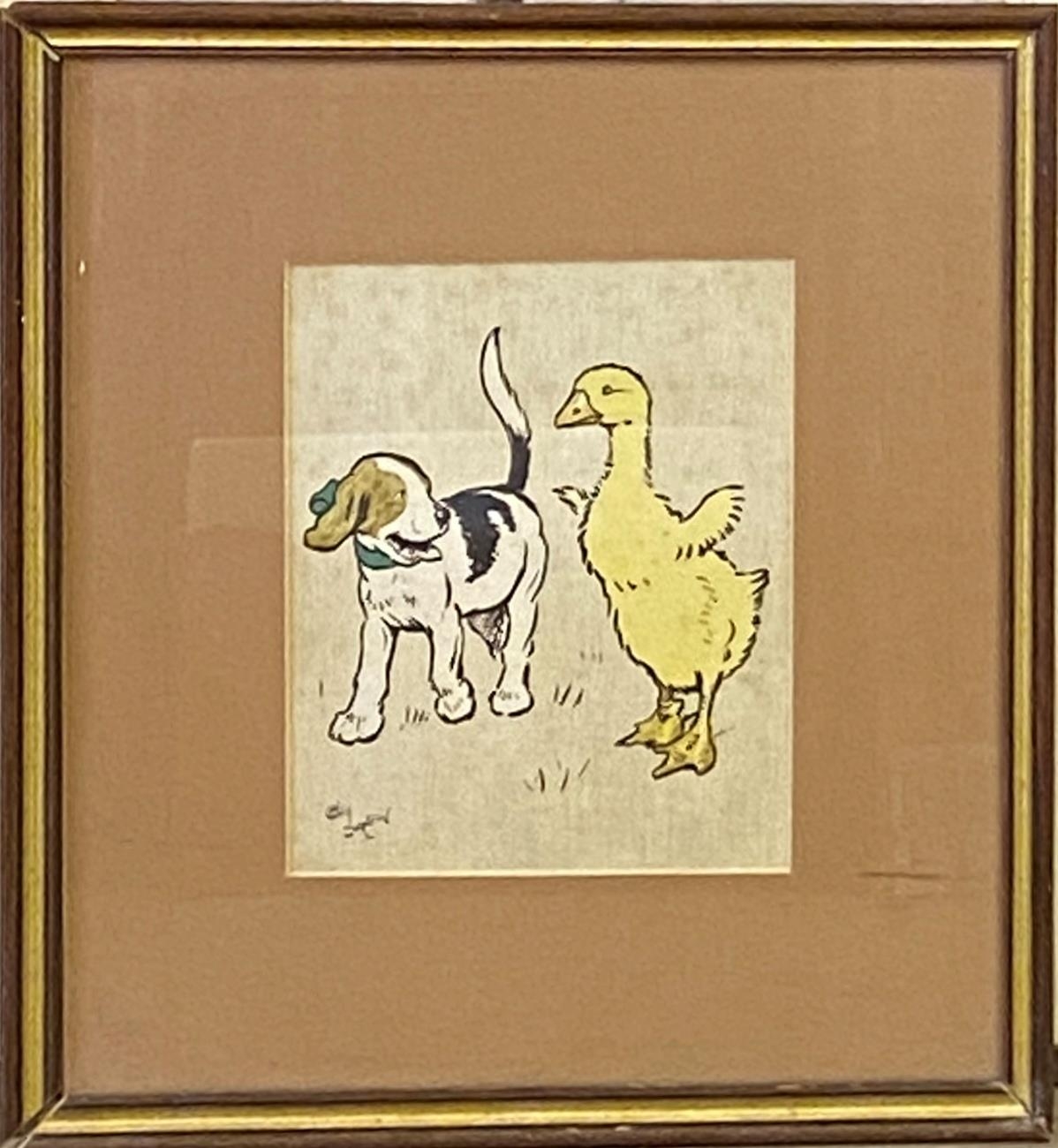 Robert Tilleard (20th century) pastel landscape and print of a duck, with three Cecil Aldin - Image 4 of 5