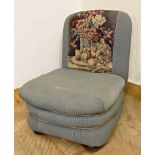 19th century slipper chair with original tapestry panel back