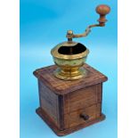 Edwardian inlaid mahogany brass top coffee grinder