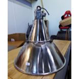 Vintage industrial cast aluminium conical pendant light 60 cm high