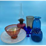 Good collection of glassware to include a Lalique style relief moulded lustre dish, two Kastrup of