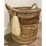 Ethnic style woven laundry basket