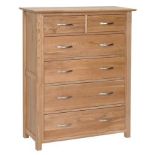 Cotswold Collection Oak 4+2 Chest of Drawers, H 1240mm W 960mm D 415mm