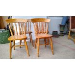 Matched set of 4 spindle back beech chairs