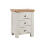 Cotswold Collection Painted 3 Drawer Bedside, H 600mm W 450mm D 380mm