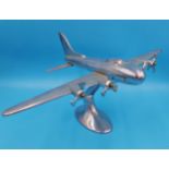 Vintage cast aluminium model of an aeroplane, with pivoted propellers, 27 high x 57 cm wide