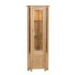 Cotswold Collection Oak Corner Display Cabinet missing one glass shelf, H 1800mm W 650mm D 440mm