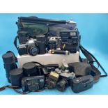 Large collection of vintage cameras and lenses to include Carl Zeiss, Prinz Galaxy and others and